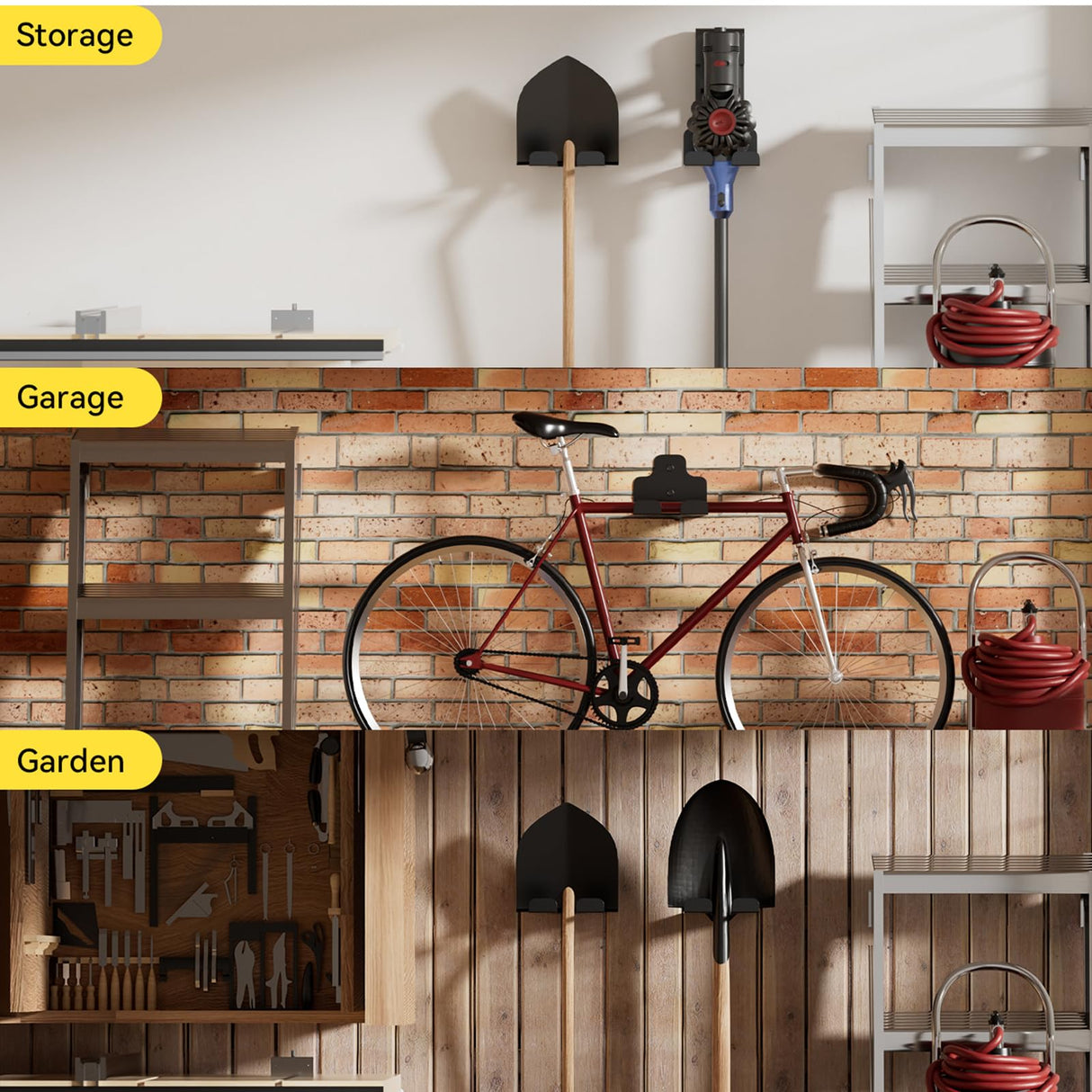 JNIHEEP Garage Organizer Trimmer Rack, Garden Power Tool Hanger Weed Whackers Holder Wall Mounted for Grass Trimmer, Hedge Trimmer, Garage Trimmer, Garden Tools,1 Pack JNIHEEP