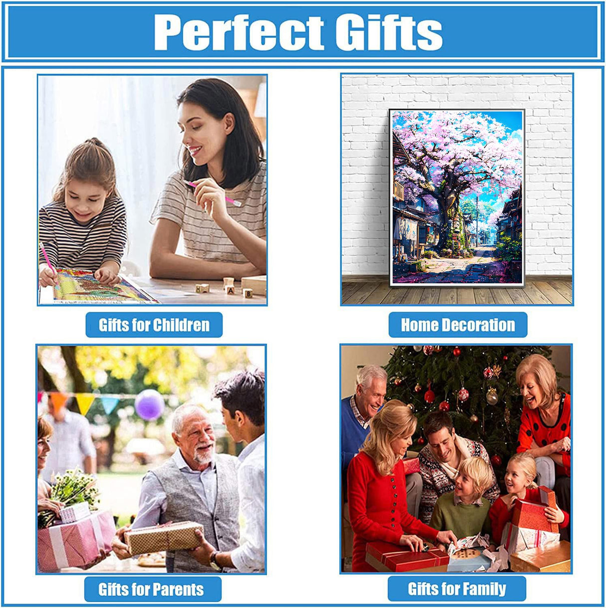 DPHERO Japanese Cherry Blossoms Diamond Painting Kits for Beginners Adults,5D DIY Diamond Art Kits,Round Full Drill Flowers Gem Art Crafts Kits,DIY Painting by Numbers for Home Wall Decor 12x16 inch DPHERO