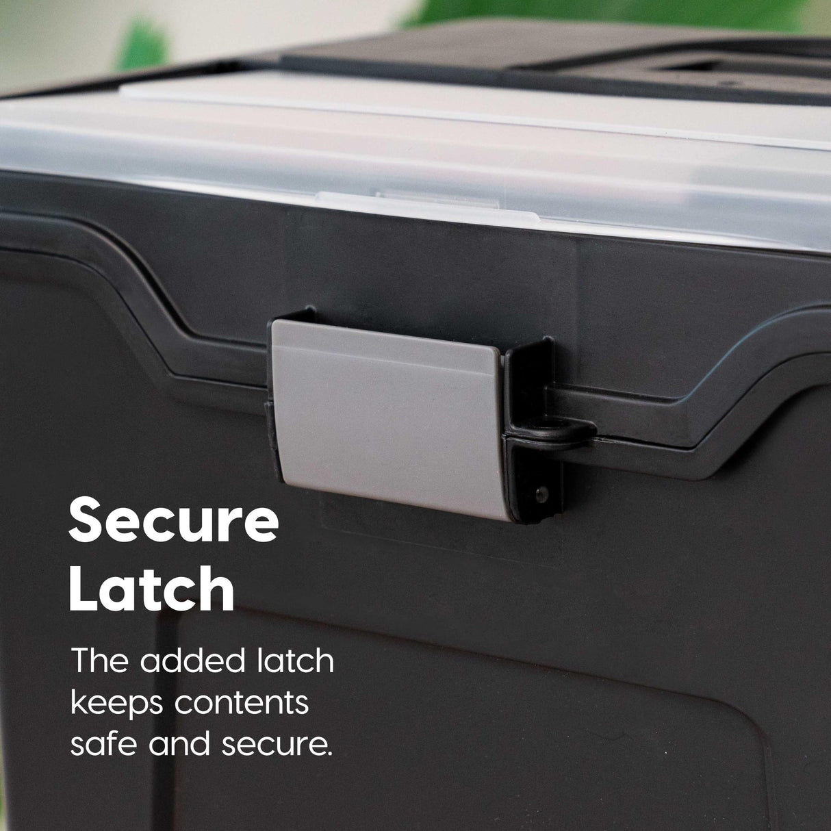 IRIS USA File Box with Lid File Organizer for Letter File w/ Organizer-Lid, Plastic Mobile Filing Organizer, Water Resistant Document Box, Portable File Box with Handle, Secure Buckle, Lockable, Black IRIS