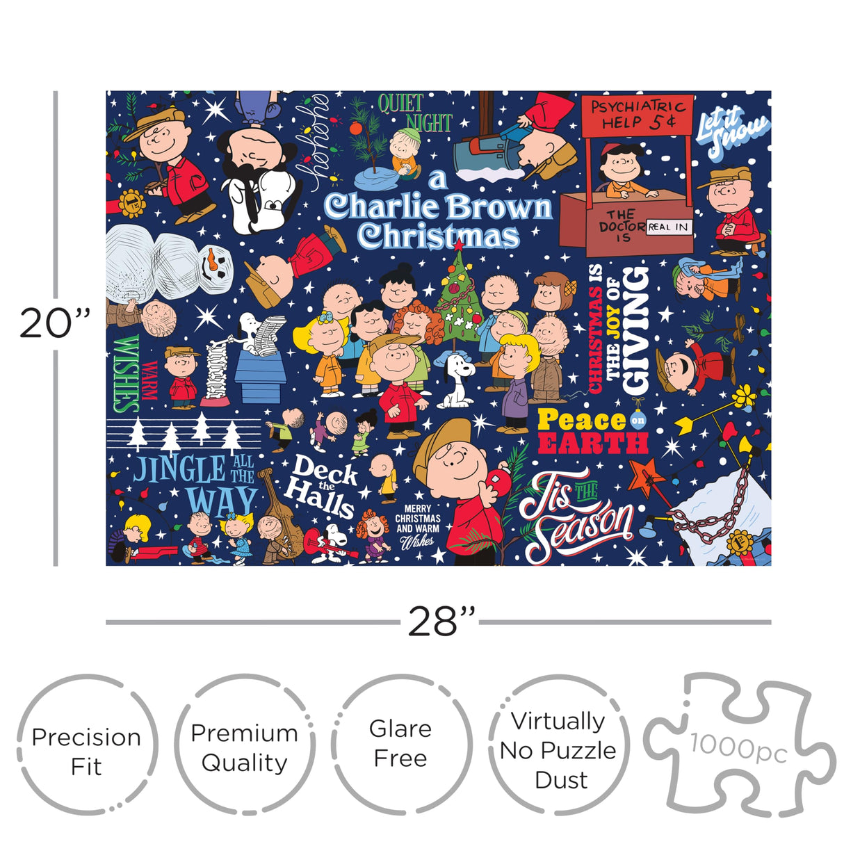 AQUARIUS Peanuts Charlie Brown Wrapping Paper 1000pc Puzzle (1000 Piece Jigsaw Puzzle) - Glare Free - Precision Fit - Officially Licensed Peanuts Merchandise & Collectibles -22x28 Inches AQUARIUS