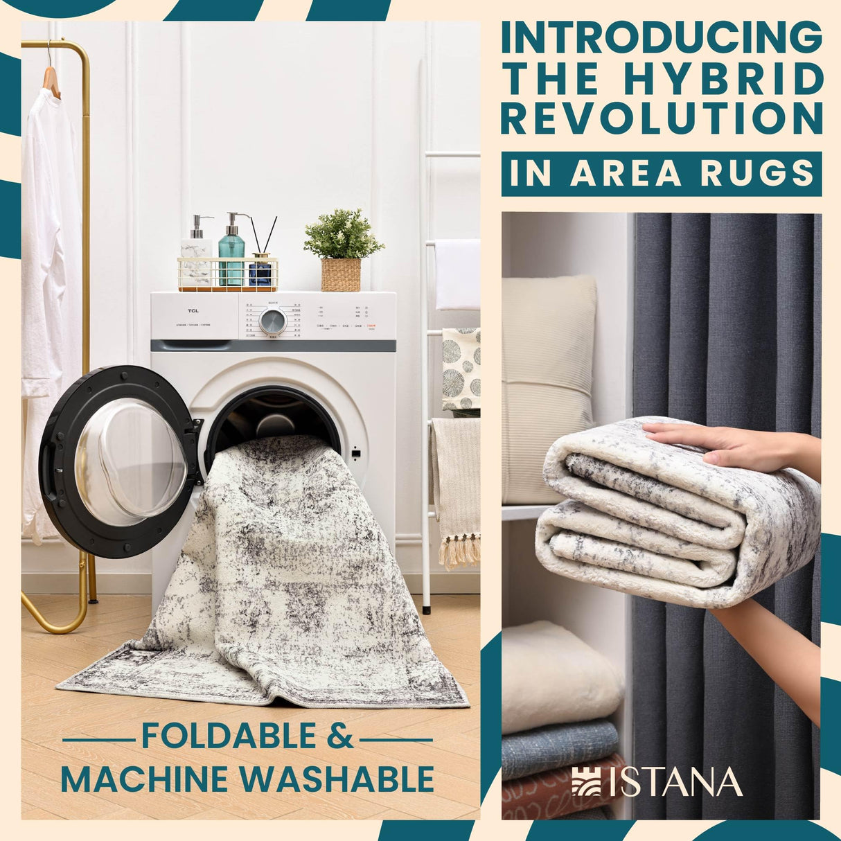 Istana Hallway Runner Rug 2x6 - White Cream/Grey Kitchen Rugs Non Slip Washable -Silk's Soft Touch Carpet Runner - Stylish Rug Runner for Home Istana