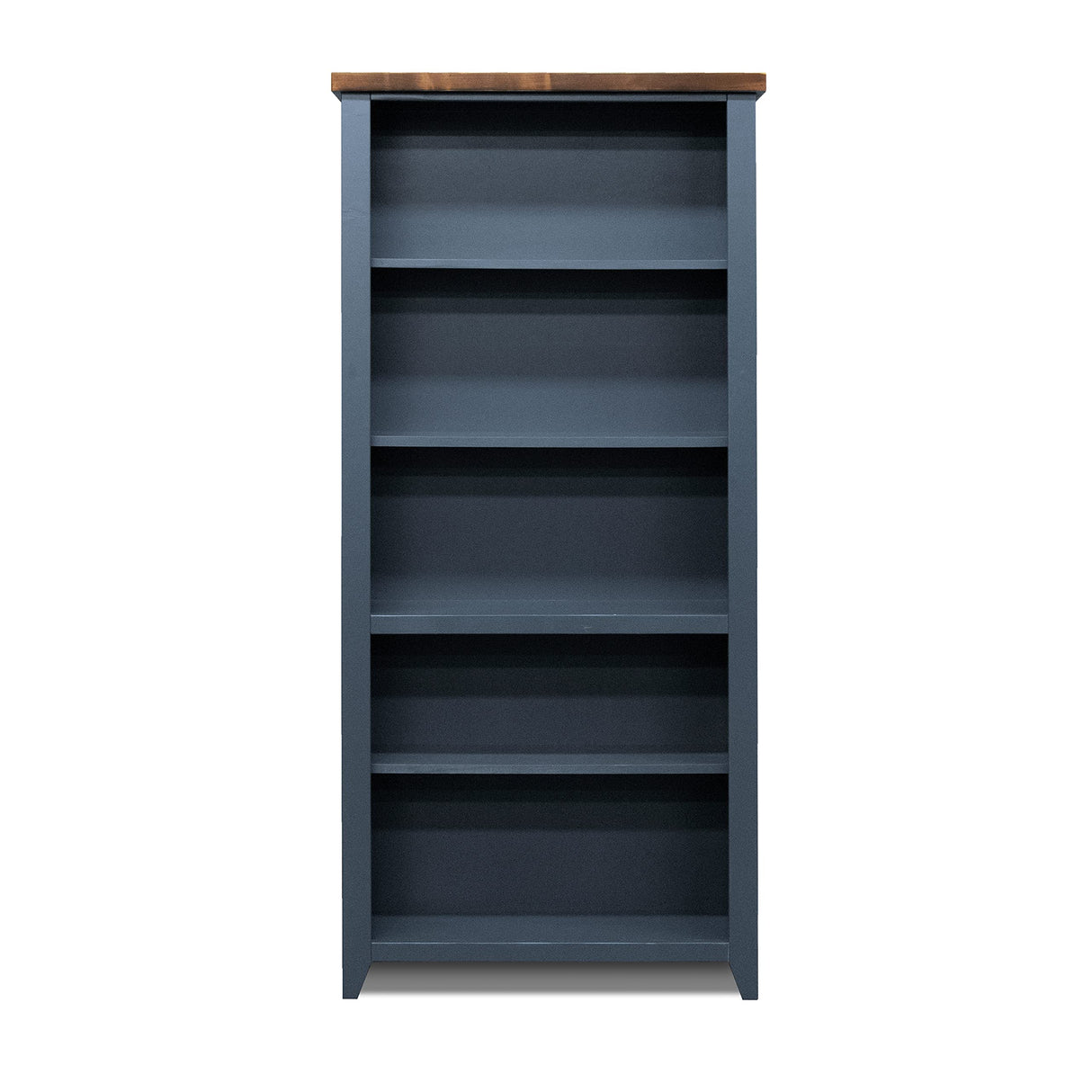 Bridgevine Home Nantucket 72-Inch Modern Farmhouse 5-Shelf Bookcase in Blue Denim and Whiskey Finish Bridgevine Home