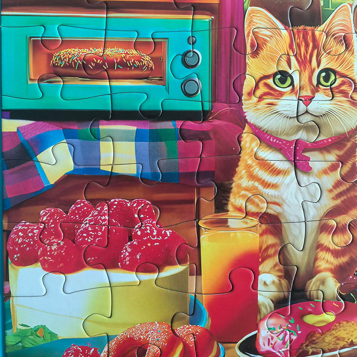 300 Pieces Jigsaw Puzzles for Adults - Puzzles for Kids Ages 6-8 8-10 10-12 - Large Piece Puzzles for Seniors - Kitchen Kittens and Donuts Mulic