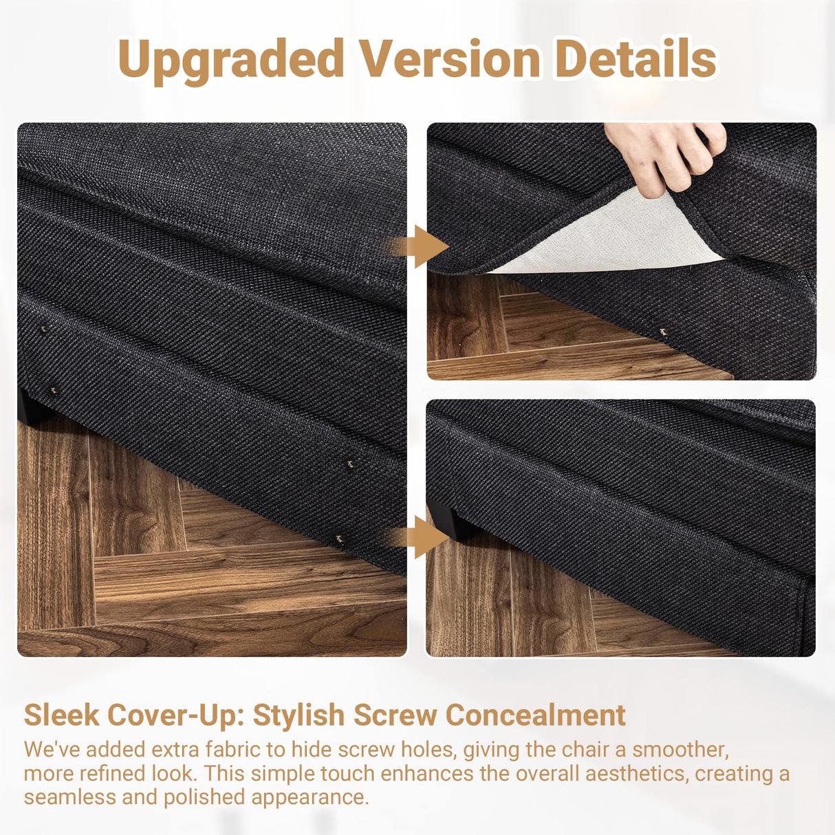 VINGLI 121" Cloud Couch, Comfy Modular Sectional Sofa Set for Living Room,Modern Linen 3-Seat Convertible Loveseat Sofa with 1 Ottoman for Small Space.(Black) VINGLI