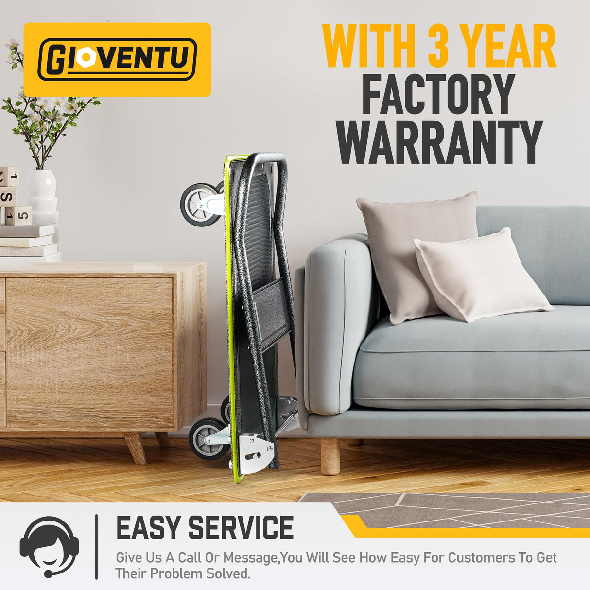 Heavy Duty Push Cart Dolly (700 lbs), Foldable Platform Hand Truck Made with High-Strength Steel, 2 Tier Design, Moving Flatbed Cart with Wheels for Warehouse, Garage, Workshop, Office Gioventù