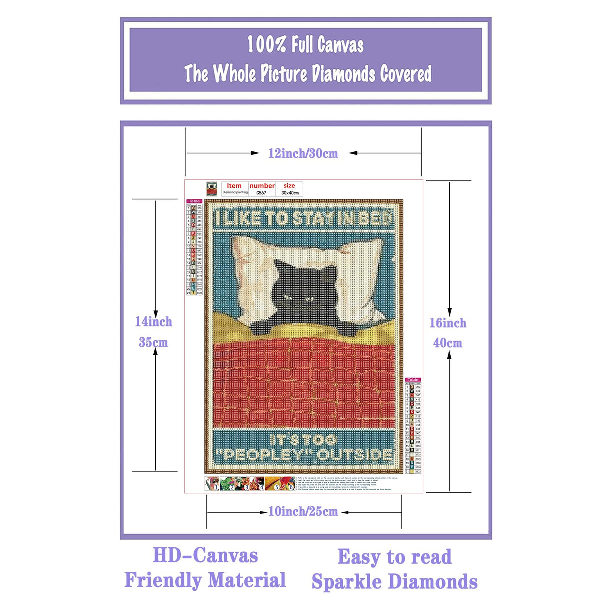 5D DIY Diamond Painting Kits for Adults,Don 't Want to get up Cat Diamond Painting Full Drill Round Art Gems Diamond Art Perfect for Home Wall Decor(12x16Inch) GuyAna