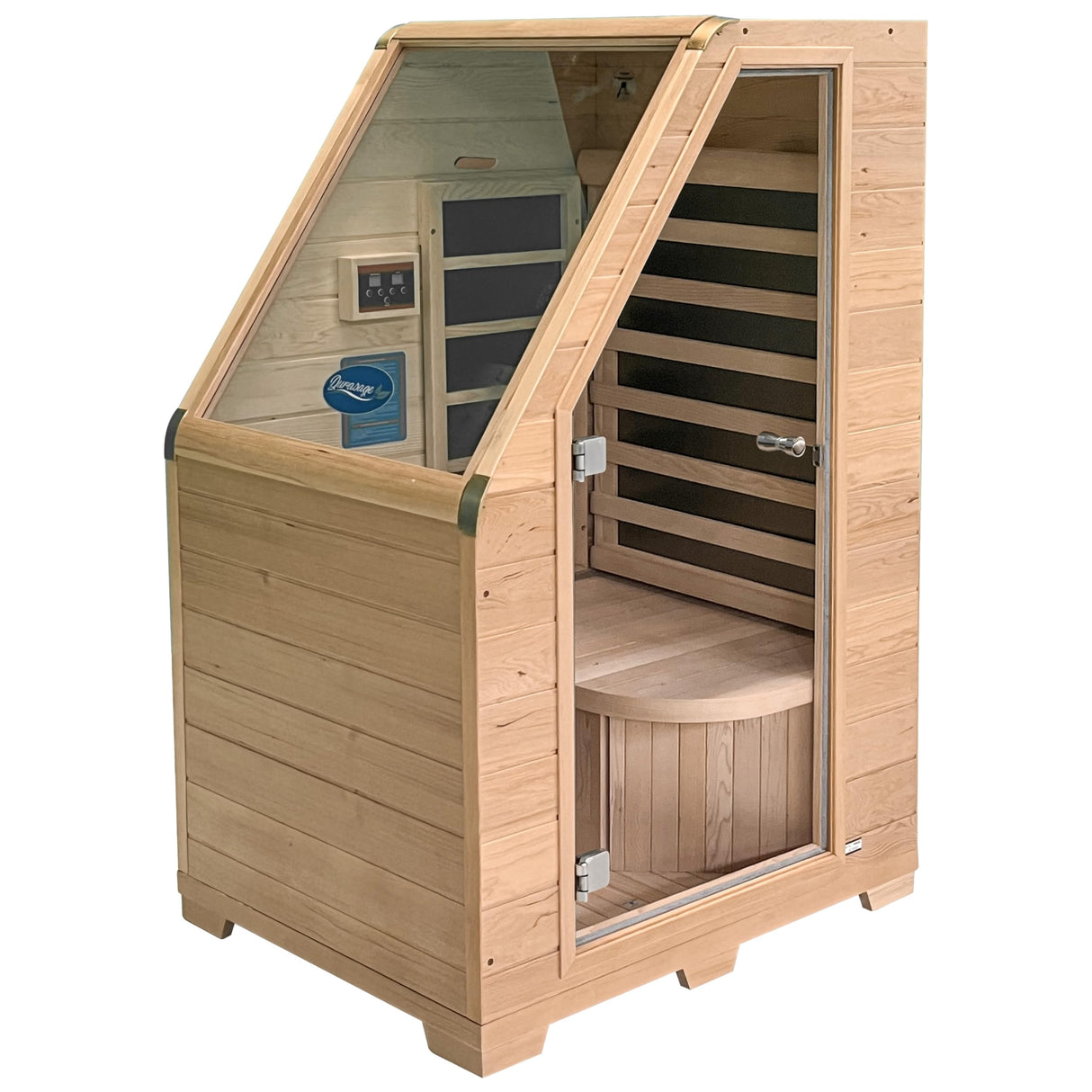 Durasage 1-Person Carbon Infrared Sauna for Home Use Indoor Hemlock Wood Sauna with 760W Heating Panels, Digital Touchpad, Relaxation Spa, Easy Assembly, Full Body Detox, Stress Relief Durasage