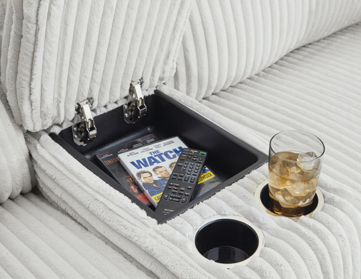 Signature Design by Ashley Top Tier Casual L-Shaped Left-Arm Facing 3-Piece Reclining Sectional Sofa with Chaise, Console Storage and 4 Accent Pillows, White Signature Design by Ashley