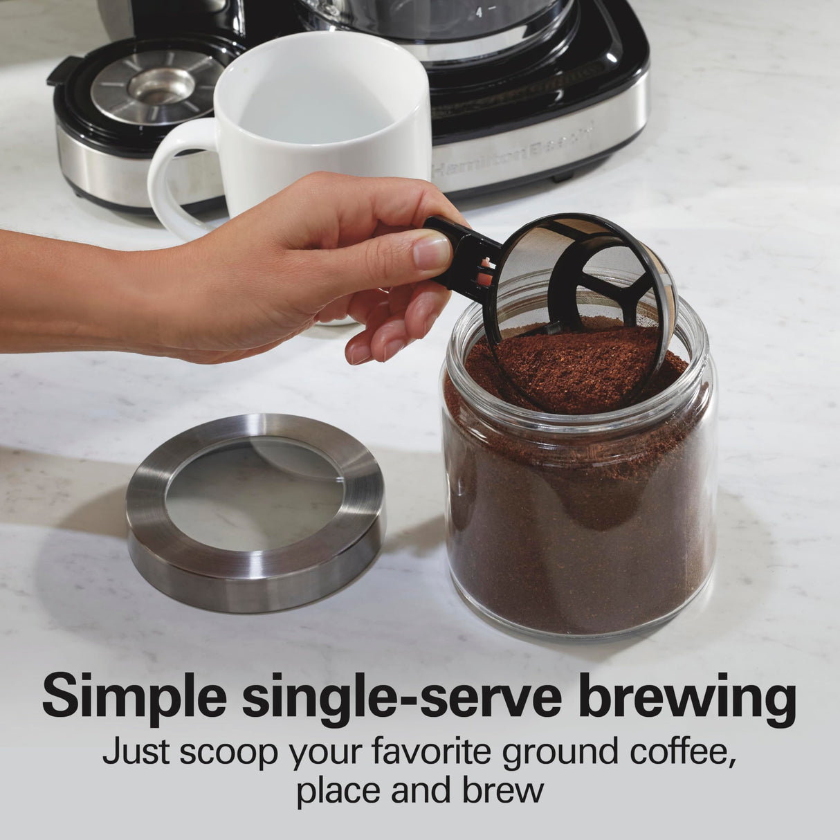 Hamilton Beach 2-Way 12 Cup Programmable Drip Coffee Maker & Single Serve Machine, Glass Carafe, Auto Pause and Pour, Black (49980R) Hamilton Beach