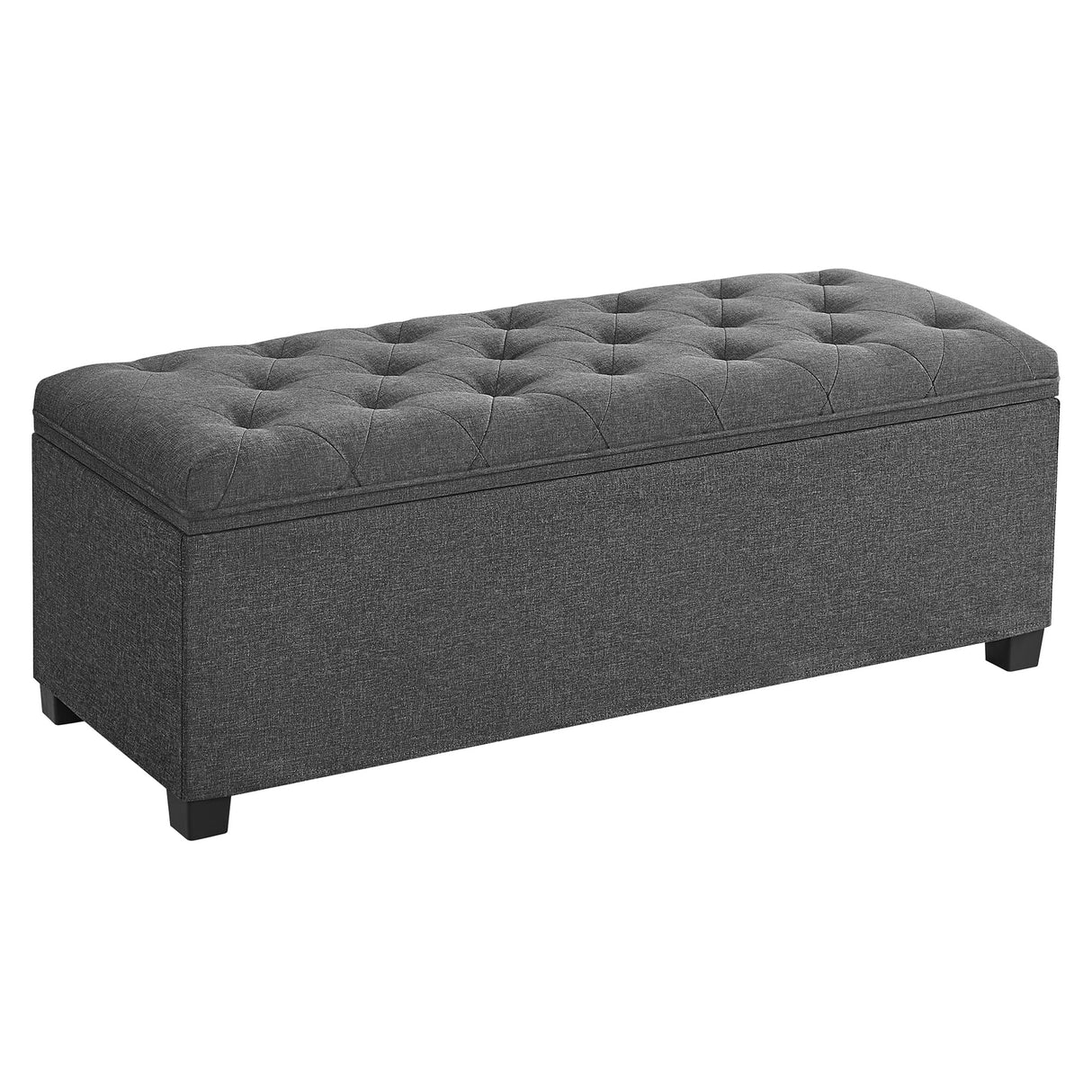 SONGMICS Storage Ottoman Bench, Foot Rest with Legs, 15.7 x 43.3 x 15.7 Inches, End of Bed Bench, Storage Chest, Load up to 660 lb, for Living Room, Bedroom, Entryway, Dark Gray ULSF088G01 SONGMICS