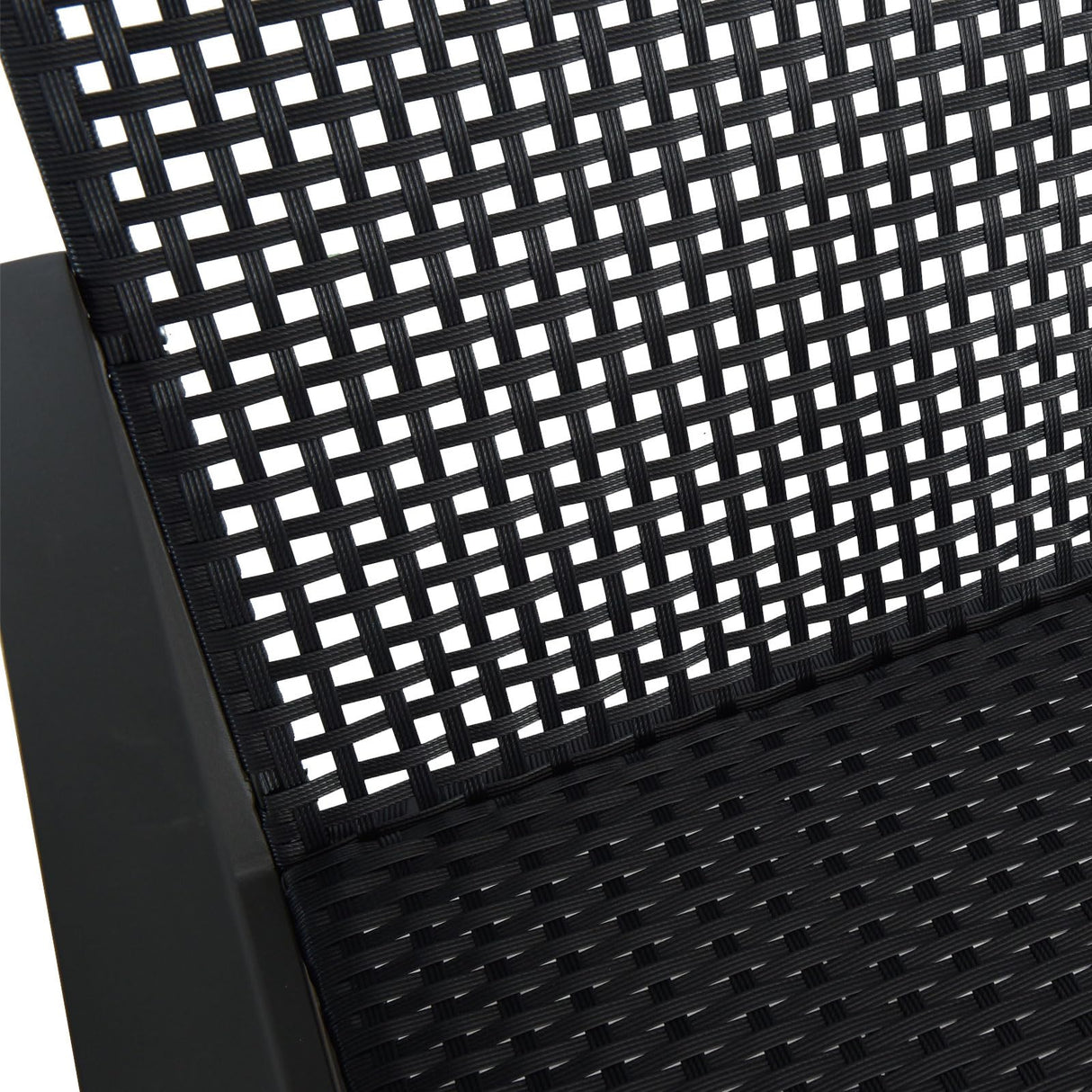 HLNPTN 3 Pieces Patio Rocking Chairs Outdoor Bistro Set, Wicker Outdoor Rocker Chair of 2, Porch Sofa Seat Patio Furniture Conversation Sets with Tempered Glass Top Coffee Table & Cushions, Dark Blue HLNPTN