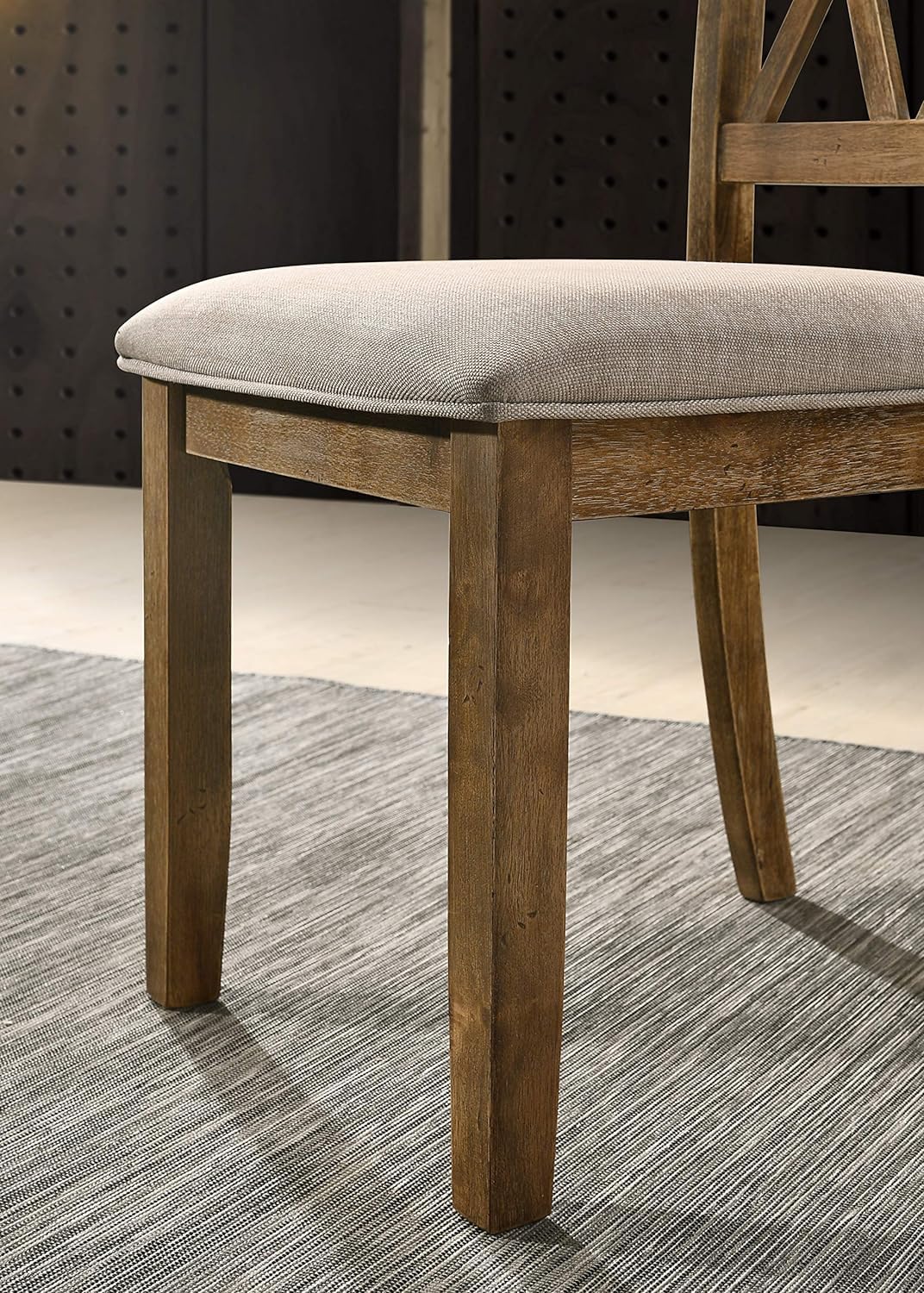 JURMALYN 48" Round Dining Table Set for 4, 5-Piece Wooden Kitchen Table Farmhouse Rustic Circle Dining Table Set of 5 with Upholstered Dining Chairs for Living Room Furniture (Natural, 31.5" H) JURMALYN