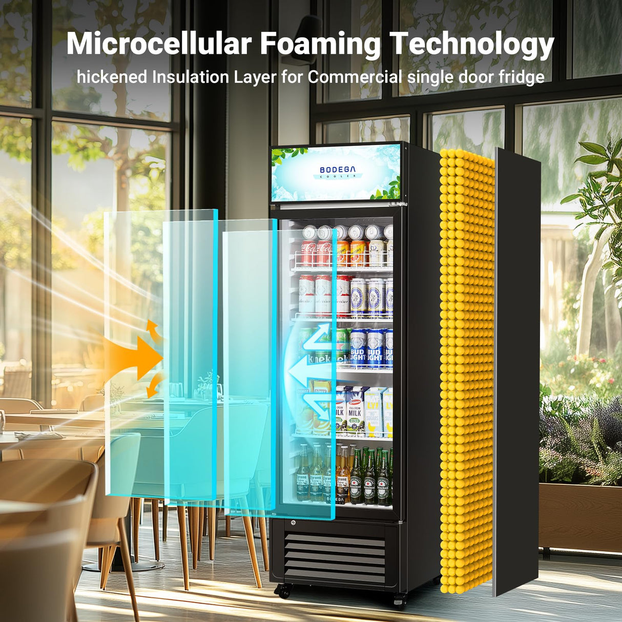 BODEGACOOLER Glass door commercial refrigerators, 9 cu.ft commercial beverage refrigerator, glass door display refrigerator for beer,bar,drink, Commercial fridge, Commercial merchandiser refrigerator. BODEGA