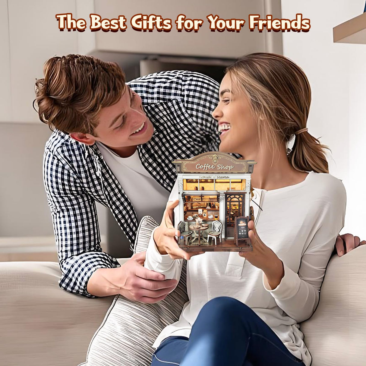 DIY Miniature House Kit, Coffee Shop Book Nook Kit, Mini Building Kit, Dollhouse Kit for Adults and Teens, 3D Wooden Puzzles with LED Light, Craft Kit for Family and Friends(Retro Coffee Shop) ANTREATU