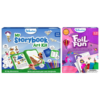 Skillmatics My Storybook Art Kit Adventures & Foil Fun Unicorns & Princesses Bundle, Creative Activity for Boys & Girls, DIY Kit