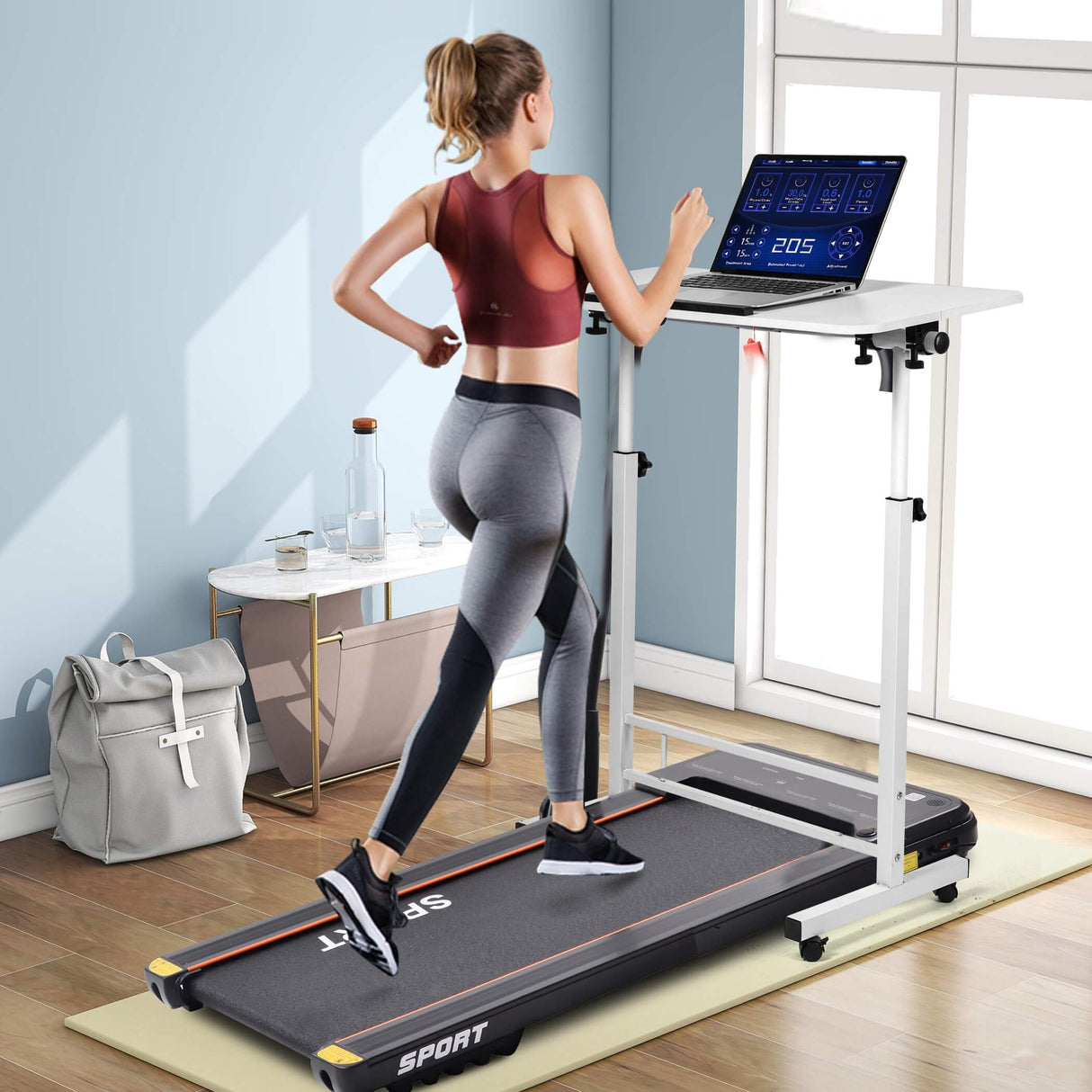 Small Standing Desk Adjustable Height,Rolling Computer Desk,Mobile Standing Desk with Wheels,Portable Stand Up Desk,Tall Computer Table,Adjustable Desktop Sit Stand Desk,Size 31.5x15.7 Inch White Dekhaoxe