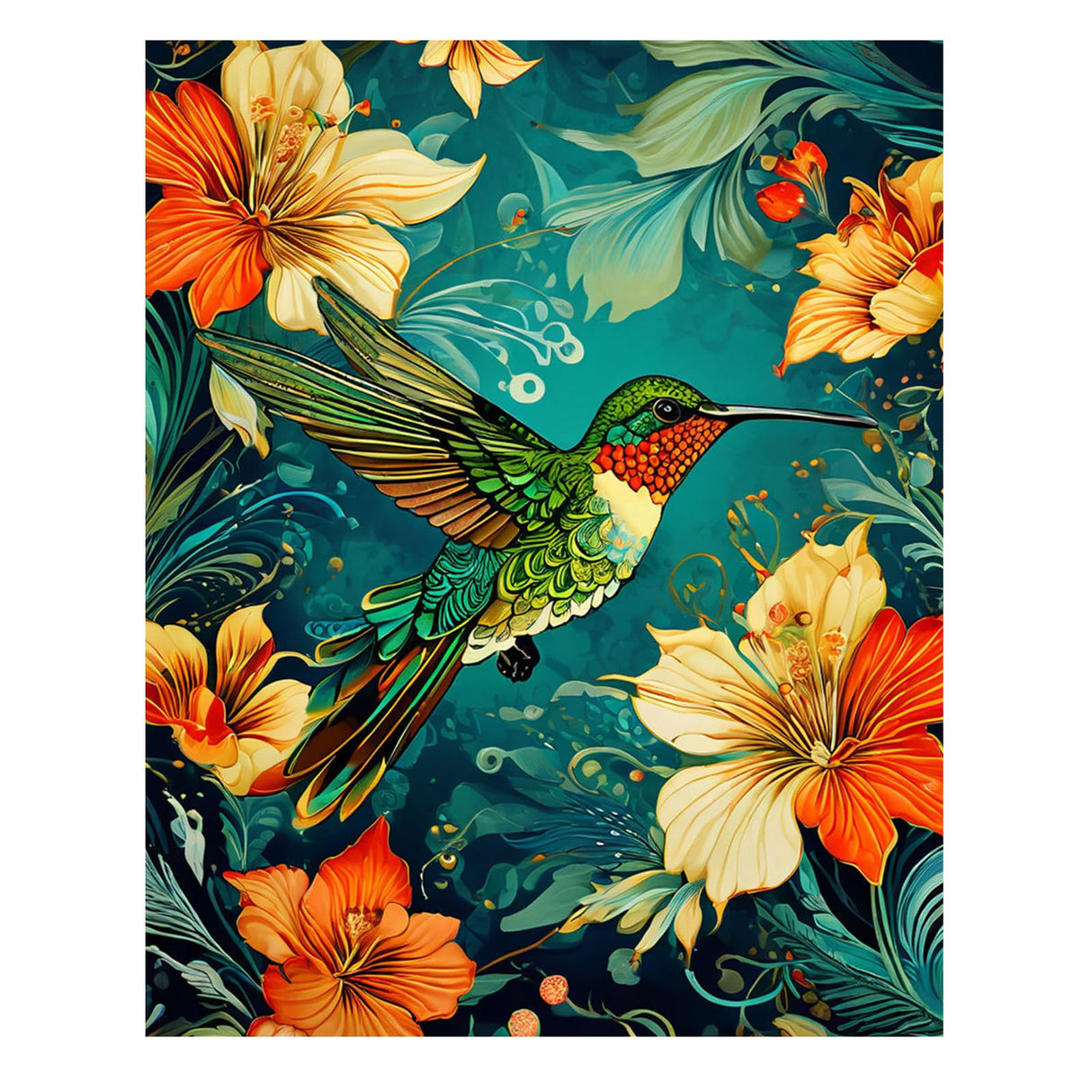 Reivworl Hummingbird Paint by Numbers Kit for Adults, Hummingbird Paint by Number for Adults, Adult Paint by Number Kits for Gifts and Wall Decor 16x20 Inch Reivworl