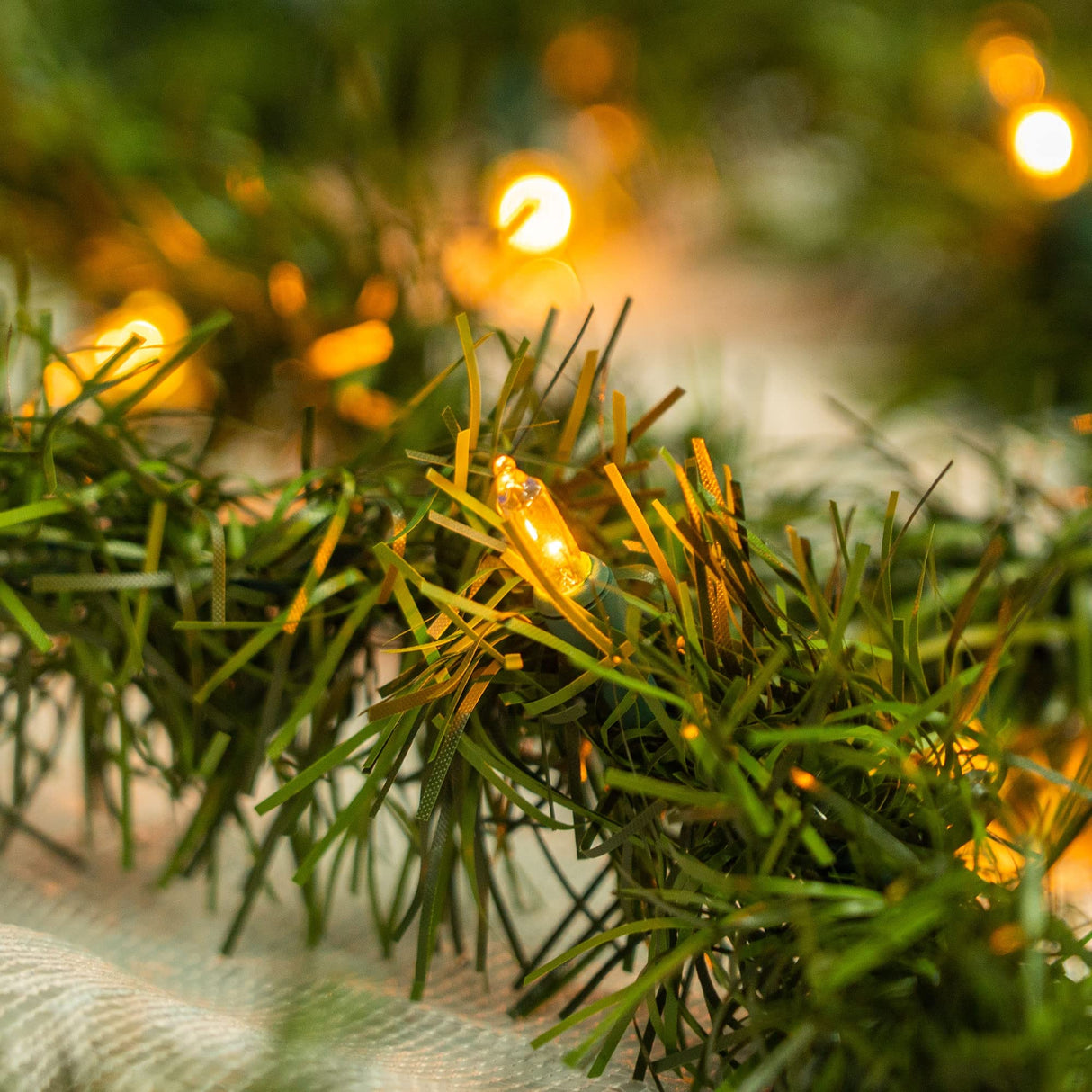 Dazzle Bright 15 FT Artificial Christmas Garland, Pre-Lit 35 Count Mini String Lights Plug in Xmas Garland, Lighted Christmas Decoration for Indoor Holiday Door Home Stairs Decor Dazzle Bright
