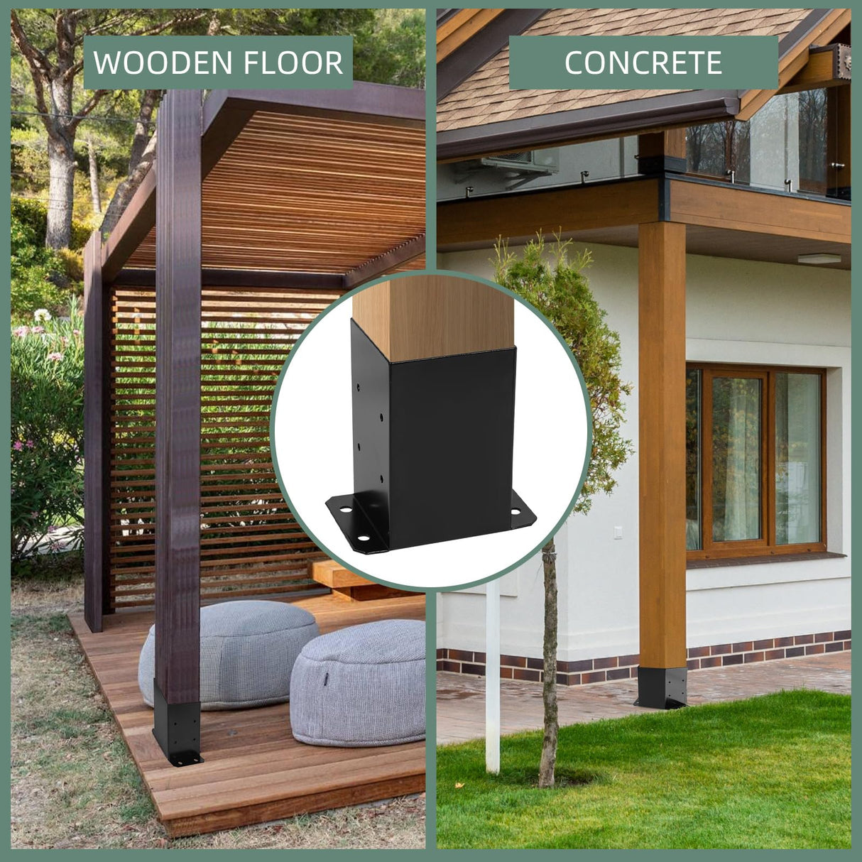 Cskunxia 4x4 Post Base 2Pcs Wood Fence Post Bracket Anchor Base Brackets Deck Post Base for Pergola Railing Mailbox Deck (Inner Size 3.6x3.6) Cskunxia