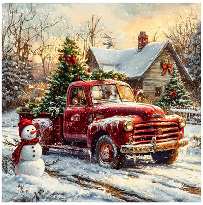 CRZMODE Christmas Diamond Art Kits for Adults,Truck Diamond Painting Kits for Adults Beginners,5D DIY Round Full Drill Gem Art Paint by Diamonds Dots Crafts Kits for Home Decor Gift 14x14inch