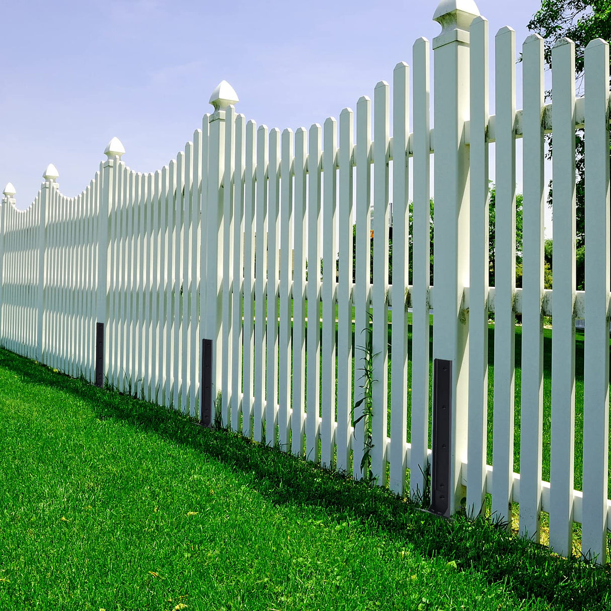 Nrspp Heavy Duty Steel Fence Post Repair Stakes, 2 Pcs Fence Post Anchor Double Ground Spike for Repair Tilted/Broken Wood Fence Post Nrspp