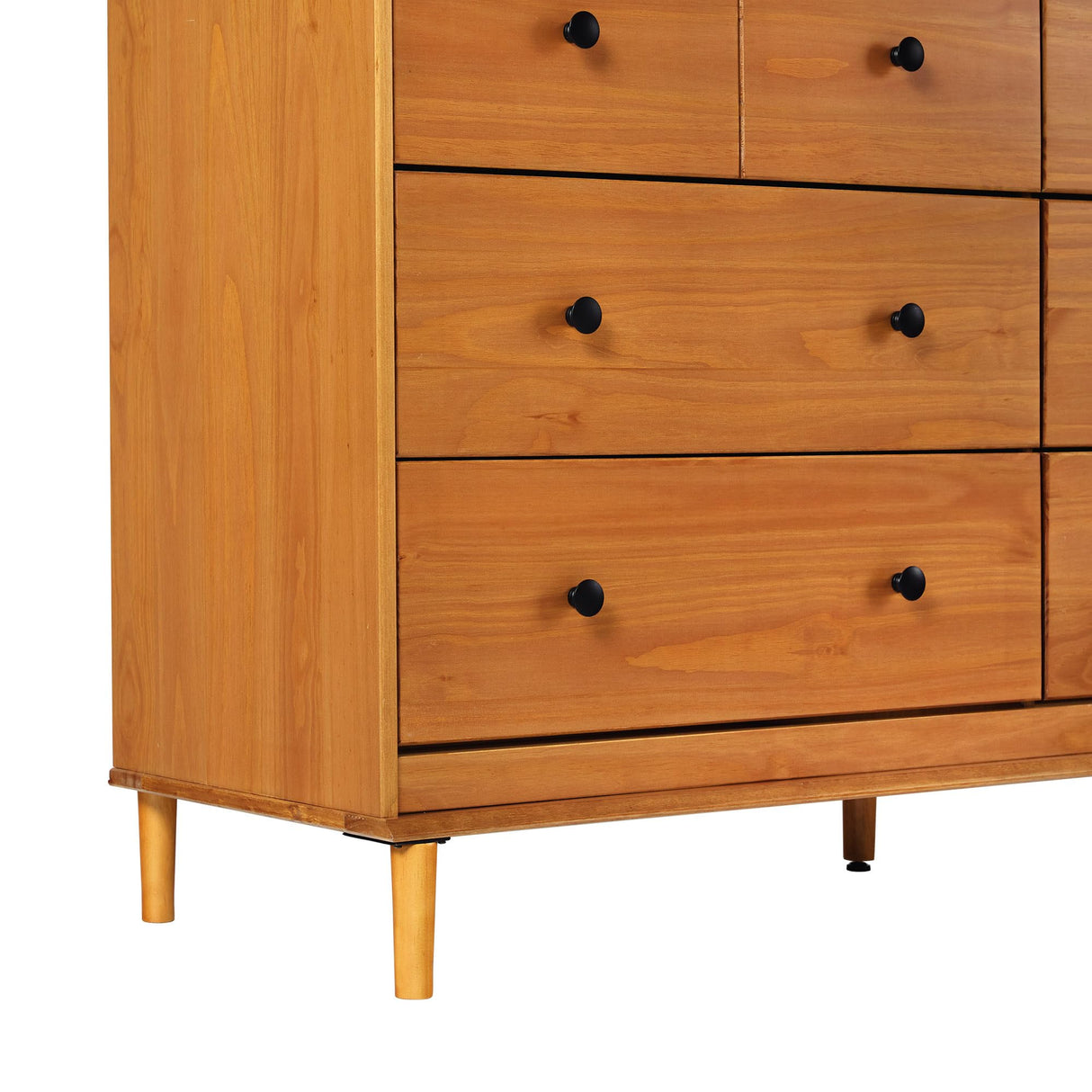 Walker Edison Modern 6-Drawer Solid Wood Dresser Bedroom Storage, 57 Inch, Caramel-T Walker Edison