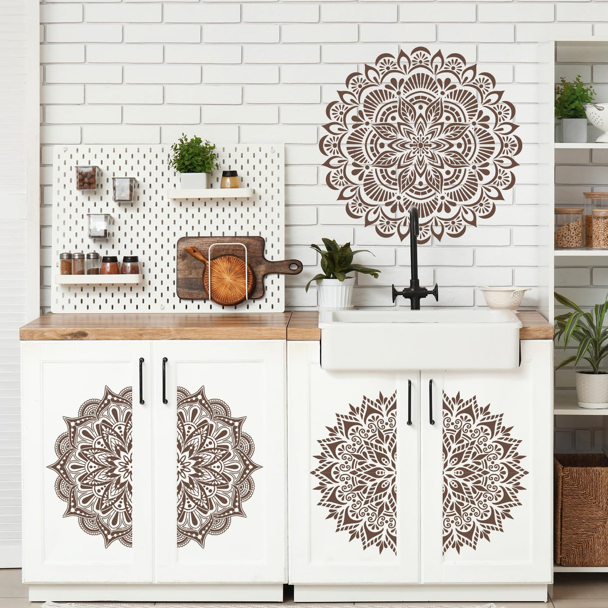 Sitsink Mandala Stencils for Painting Reusable - 6 Pcs Rangoli Damask Stencils for Craft, Large Mandala Templates Wall Stencil for Painting on Wood Rock Canvas Sitsink