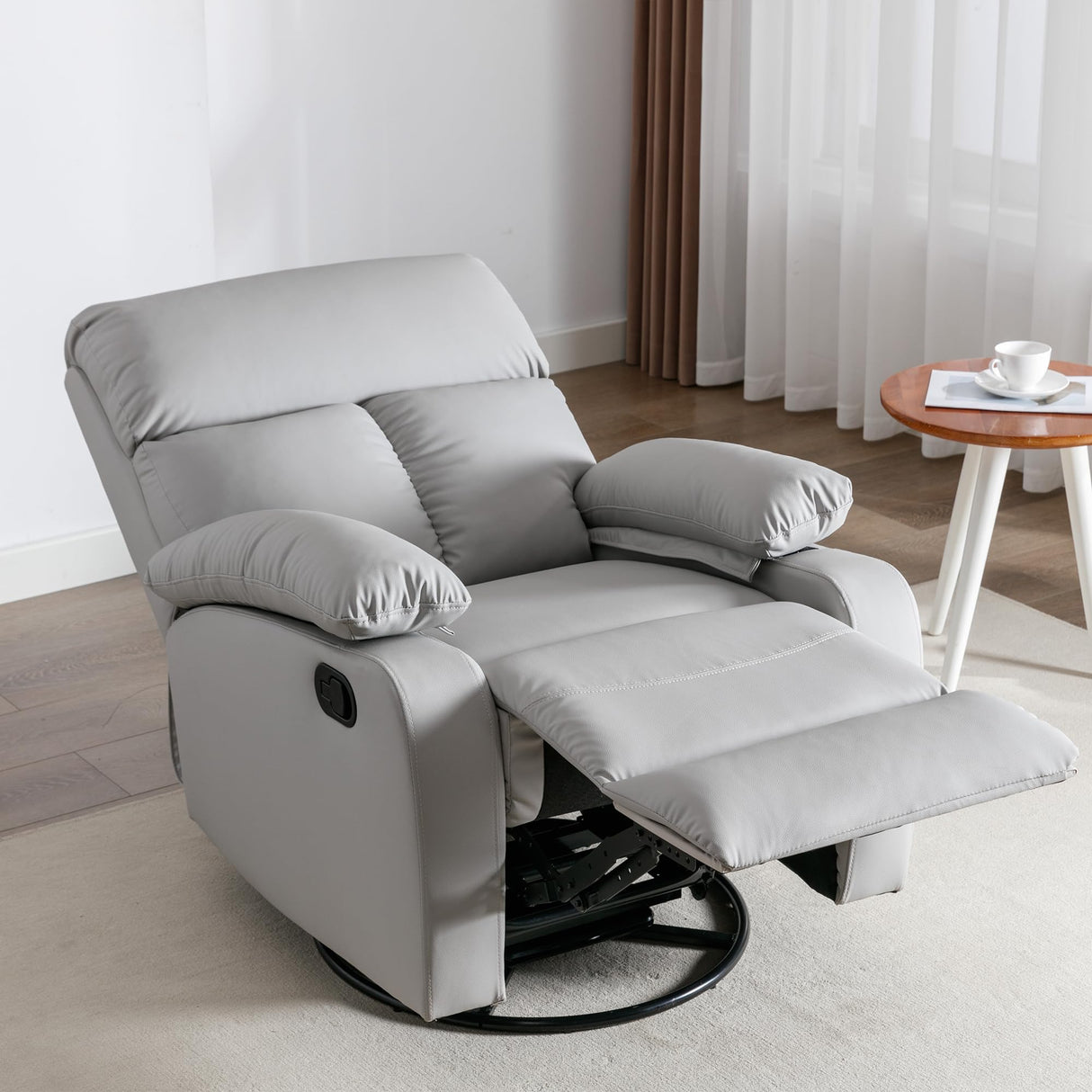 hzlagm Swivel Rocker Recliner, Rocking Recliner Chair, Small Rocker Recliners for Small Spaces, Living Room, Bedroom, Nursery, RV, Light Grey hzlagm