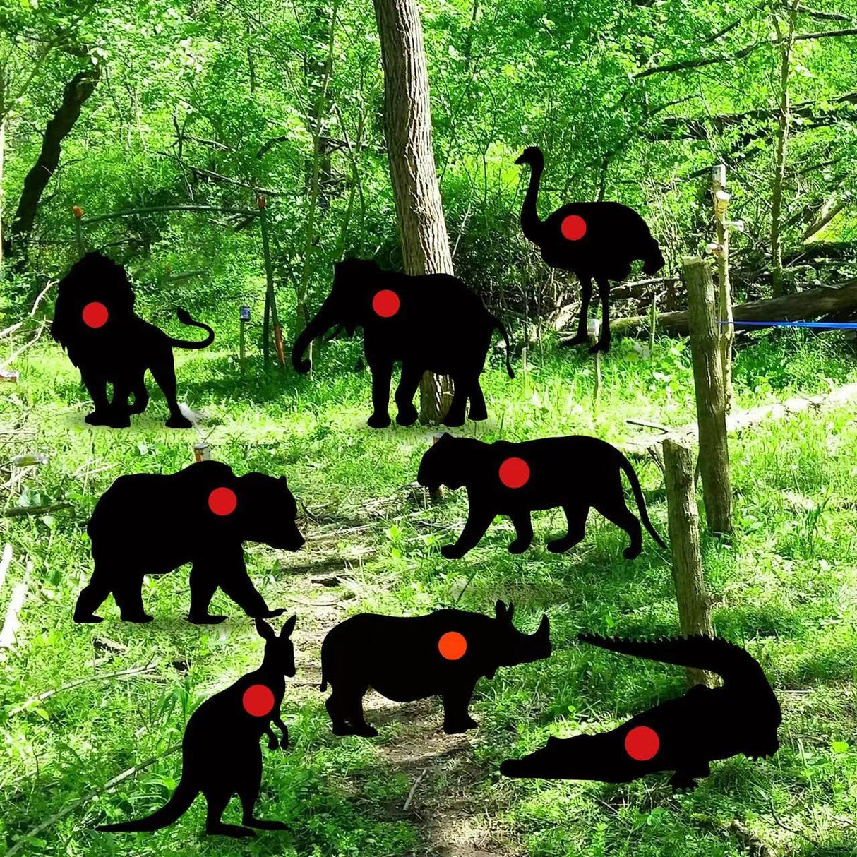 8 Animal Waterproof Targets, 12 * 16 inches, Different Black Animal Targets for Backyard, Field and Range use. Comes with Fiberglass mounting Posts. ZJWZYF