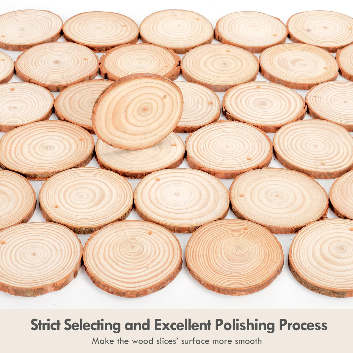 54Pcs Wood Slices, LOOFORE 2.4"-2.8" Unfinished Natural Wood Rounds with Pre-drilled Hole, Wood Slices for Wood Burning Painting DIY Crafts Christmas Ornaments Party Wedding Decor LOOFORE