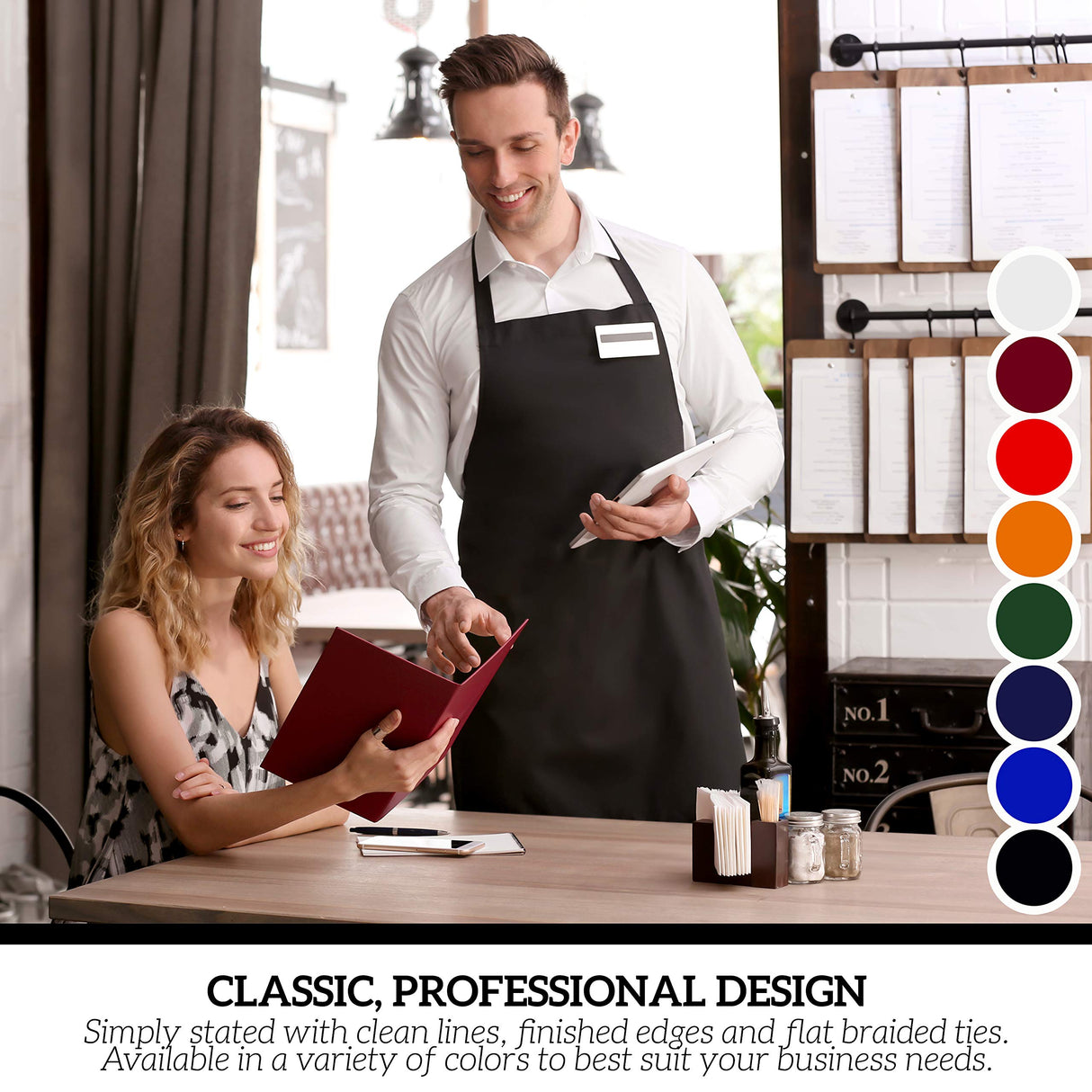 GREEN LIFESTYLE 12 Pack Bib Apron - Unisex White Aprons, Machine Washable Aprons for Men and Women, Kitchen Cooking BBQ Aprons Bulk (Pack of 12, No Pockets, White) GREEN LIFESTYLE