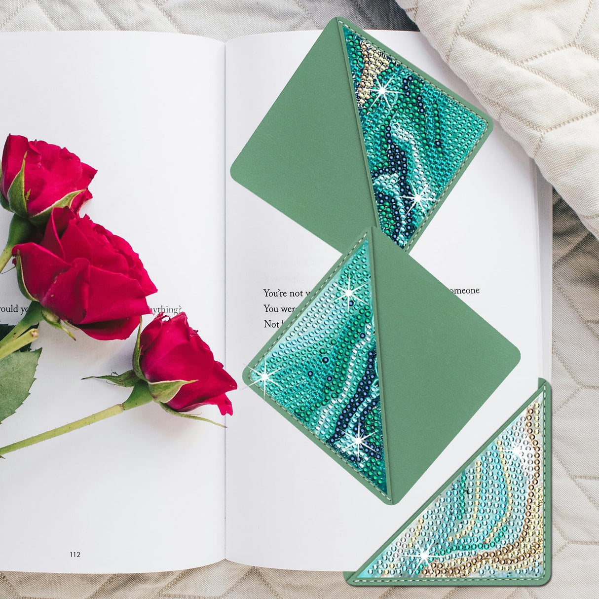 HTTDMY Diamond Art Painting Bookmarks,8Pcs DIY Cute Diamond Art Kits for Adults, Corner Bookmarks Small Crafts Kit for Women Book Lovers (Ocean) HTTDMY