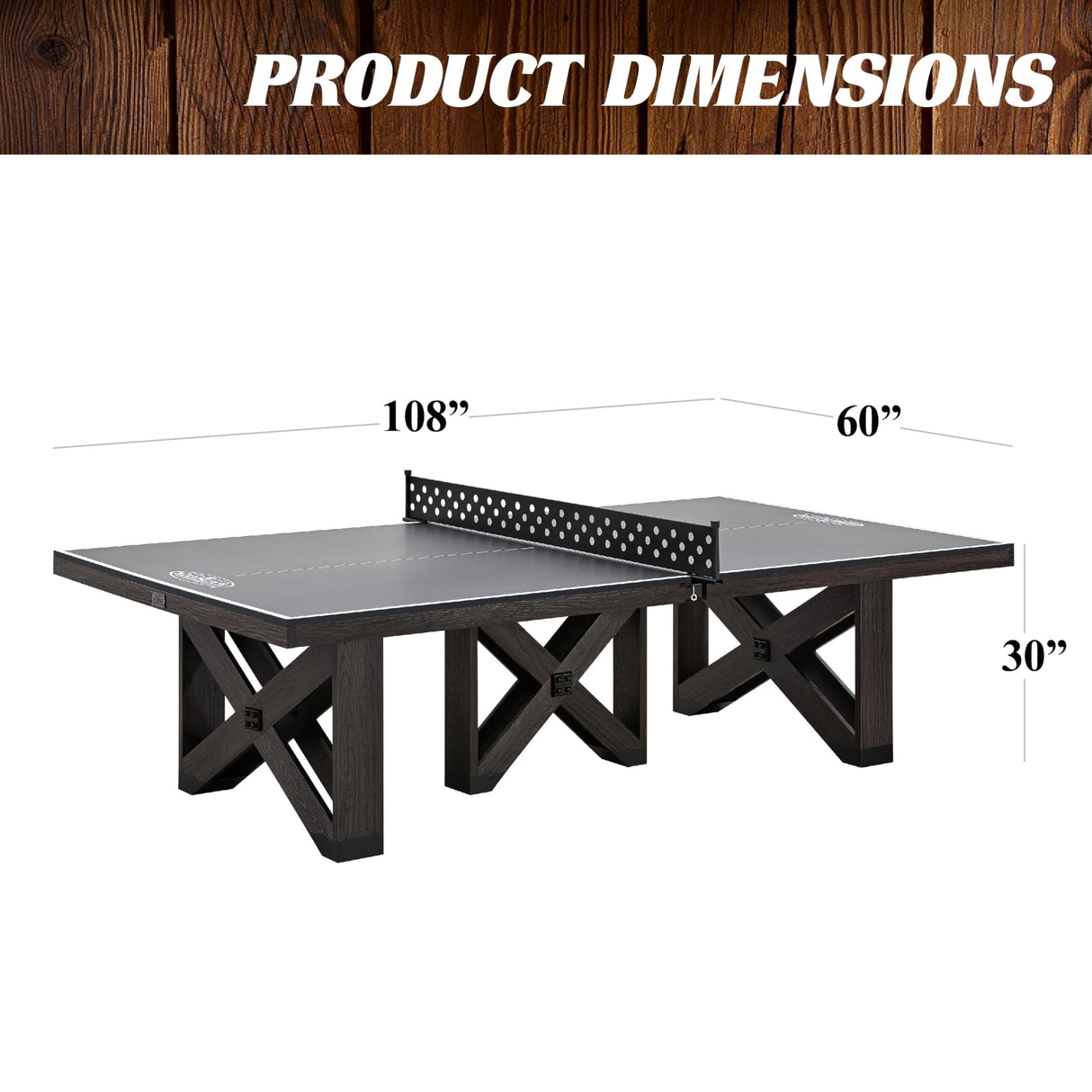 Barrington Billiards Fremont Collection Official Size Table Tennis Table, Black Top/Brown Frame Barrington Billiards
