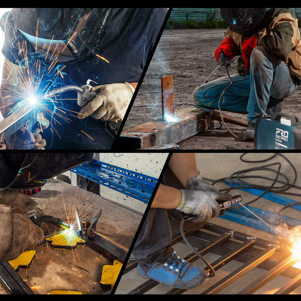 Prostormer Welding Machine, MIG/TIG/MMA 3 in 1 Multifunctional Welder with Digital Display, Electrode Holder, Earth Clamp, Input Power Adapter Cable and Brush Prostormer