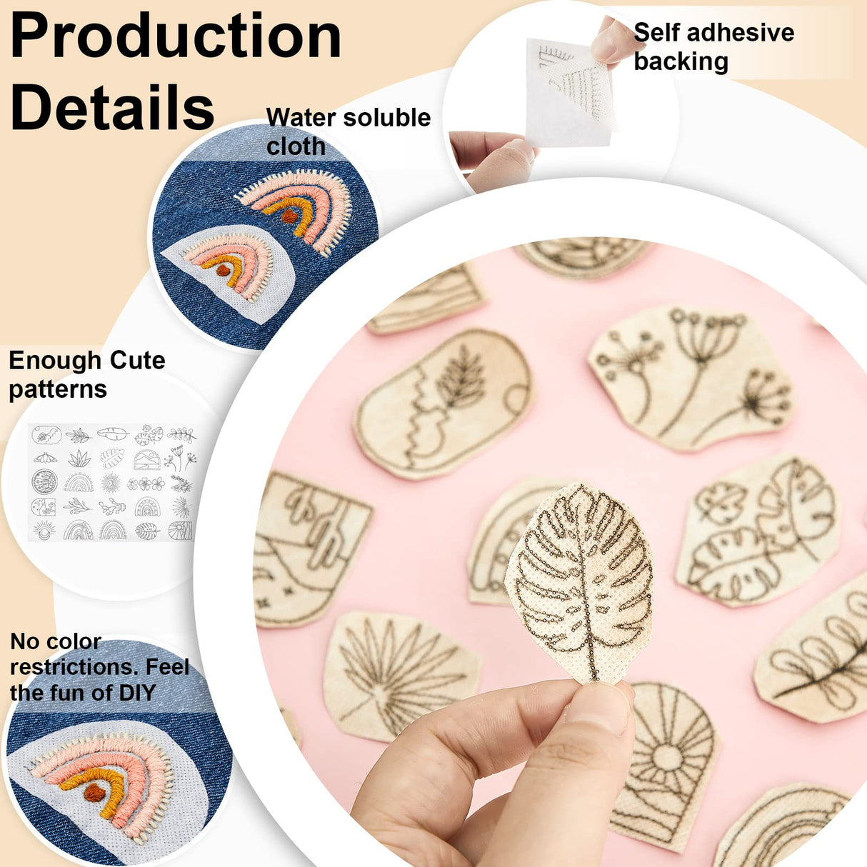 Lewtemi 50 Pcs Water Soluble Wash Away Embroidery Patterns Water Soluble Stabilizer for Embroidery Paper Stabilizers Christmas Craft for Hand Sewing Lover Lewtemi