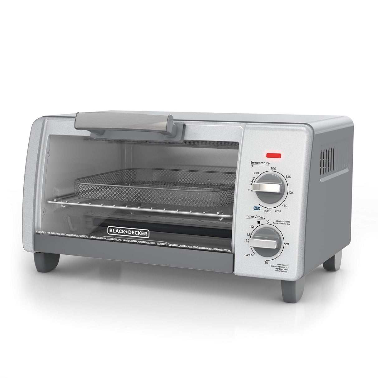 BLACK+DECKER Crisp N Bake Air Fry 4-Slice Toaster Oven, Gray, TO1785SG BLACK+DECKER