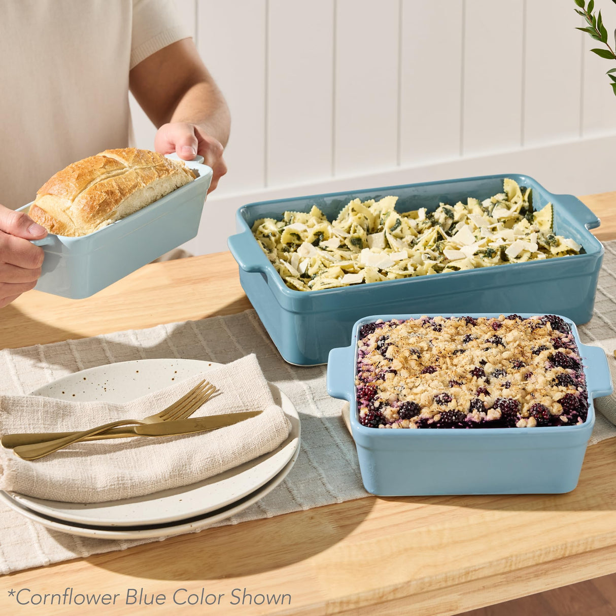 Best Choice Products Bakeware Set, Baking Dish Set, 3-Piece Nonstick, Toxin-Free, Ceramic, Casserole, Bread Loaf, Square Pan, Space-Saving Nesting Design - Sage Green Best Choice Products