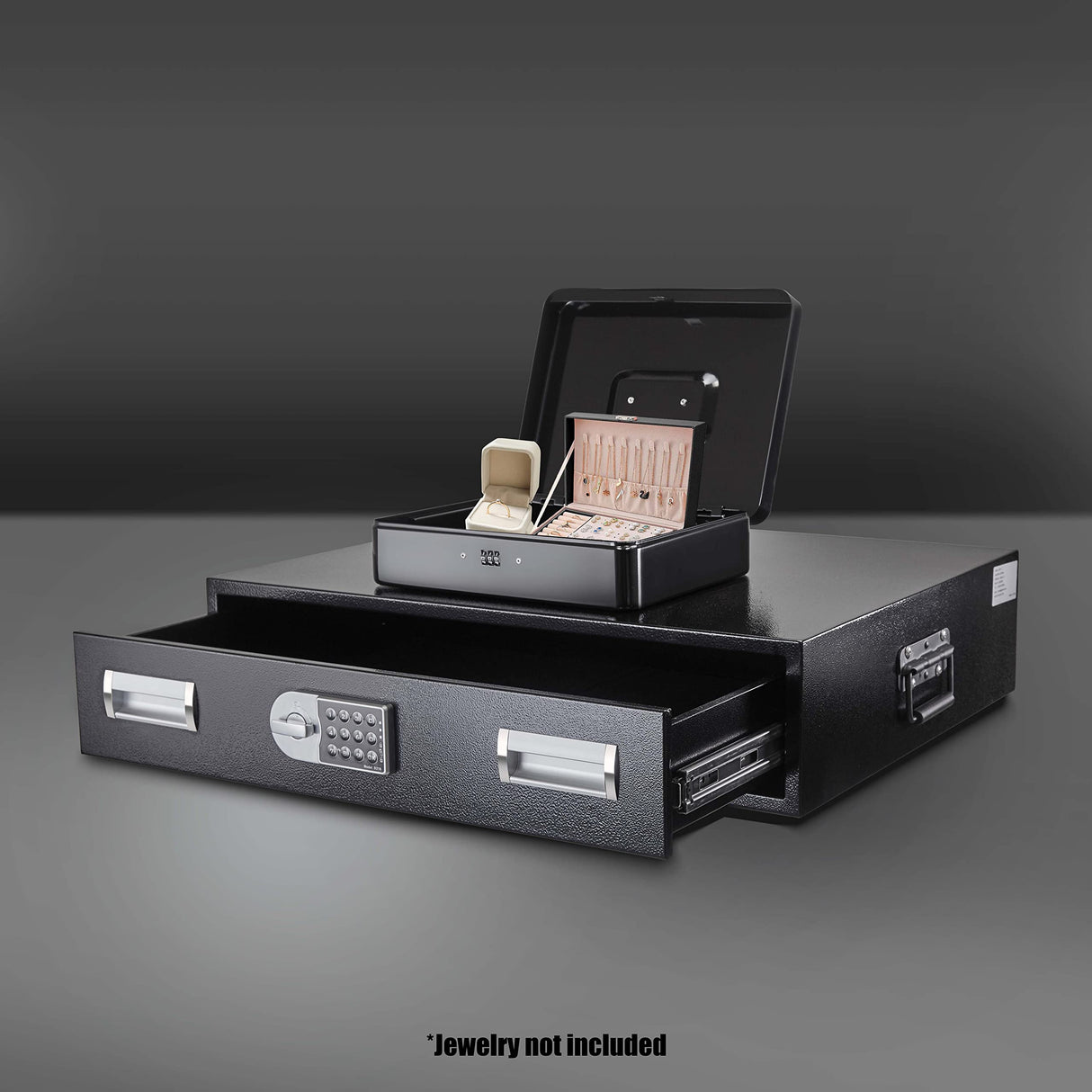 Under Bed Gun Safe Drawer for Pistol - Long Storage Case for Car Trunk Gun Storage - Pistol Safes for Home Jewelries and Pistols, Horizontal Gun Safe POCHAR