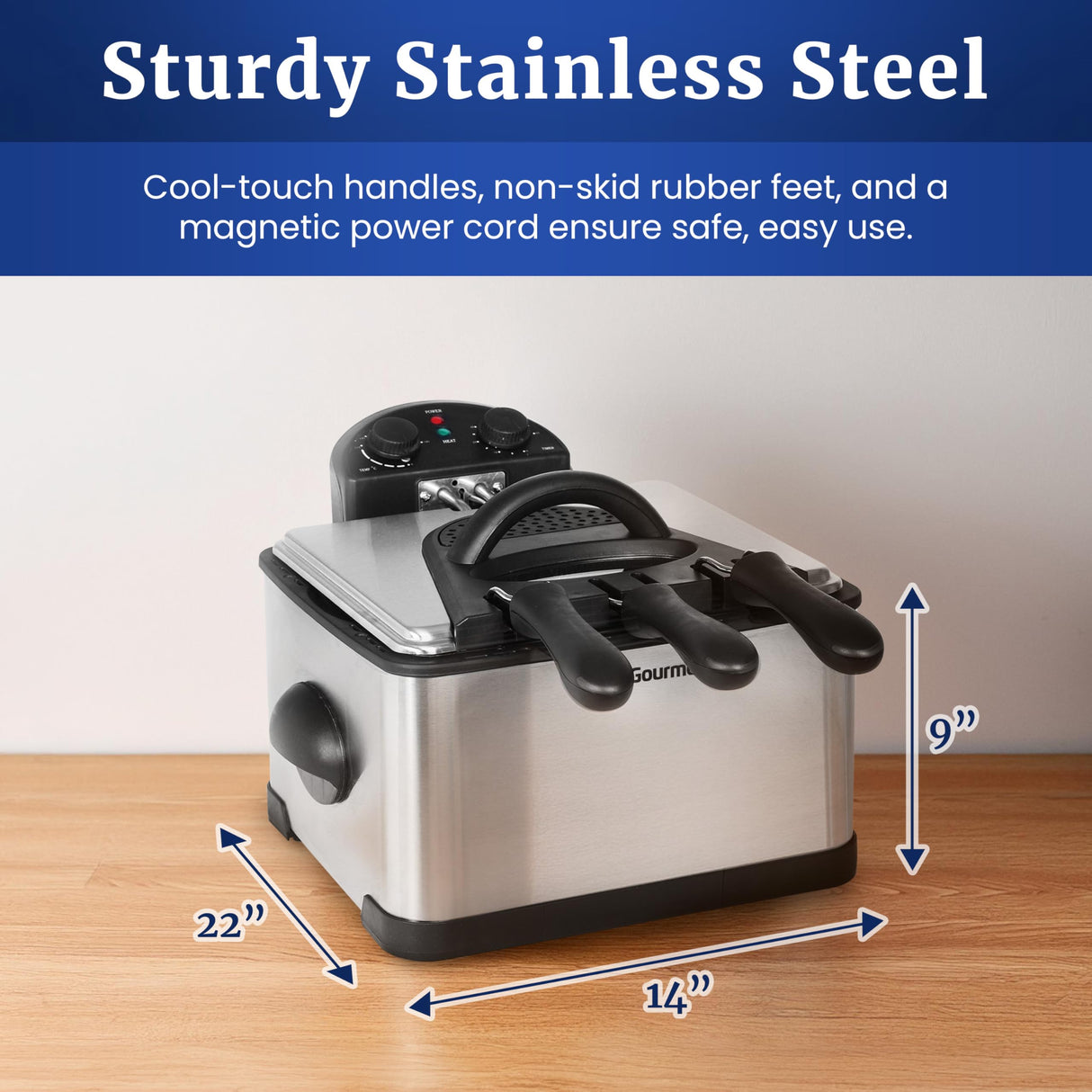 Elite Gourmet EDF-401T Electric 4.5 Qt. / 17 Cup Immersion Deep Fryer 3-Baskets, 1700-Watt, Timer Control Adjustable Temperature, Lid with Viewing Window and Odor Free Filter Elite Gourmet