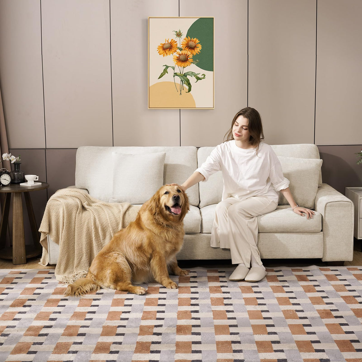 DOPEDIO Modern Living Room Chenille Recliner Sofa Small Sofa,loveseat Sofa,Removable Sofa Cover Space Spring Cushions and Solid Wood Frame, Easy to Install (71.25inch,Beige) DOPEDIO