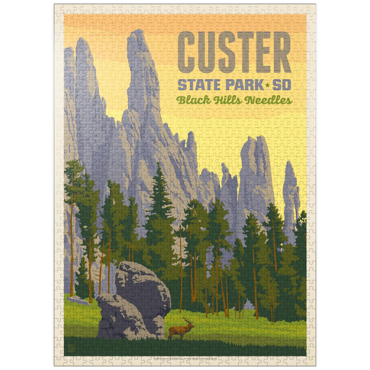 MyPuzzle Custer State Park, South Dakota, Vintage Poster - Premium 1000 Piece Jigsaw Puzzle for Adults MyPuzzle.com