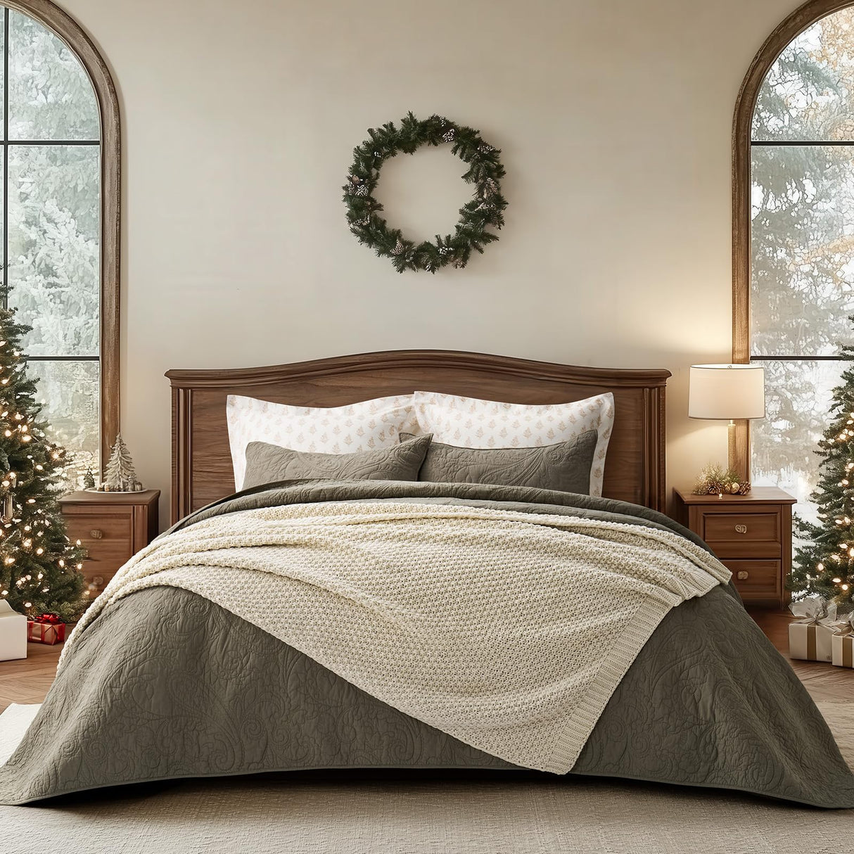 EVERGRACEHOME Chunky Chenille Knit Throw Blanket for Couch, Soft Luxurious Moss Stitch Blankets for Bed, Cozy Decorative Farmhouse Knitted Throws for Sofa, Beige, 50" x 60" EVERGRACEHOME