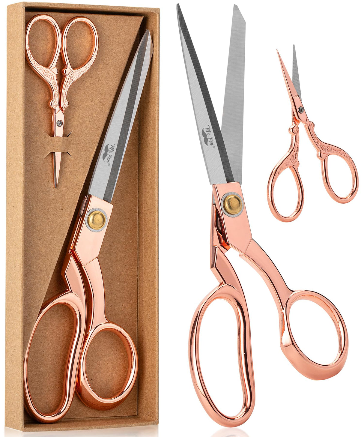 Mr. Pen- Fabric Scissors and Embroidery Scissors Set, 8.5" & 3.5", Stainless Steel, Rose Gold Premium Tailor Scissors, Sewing Scissors for Fabric Cutting, Fabric Shears, Heavy Duty Scissors Heavy Duty Mr. Pen