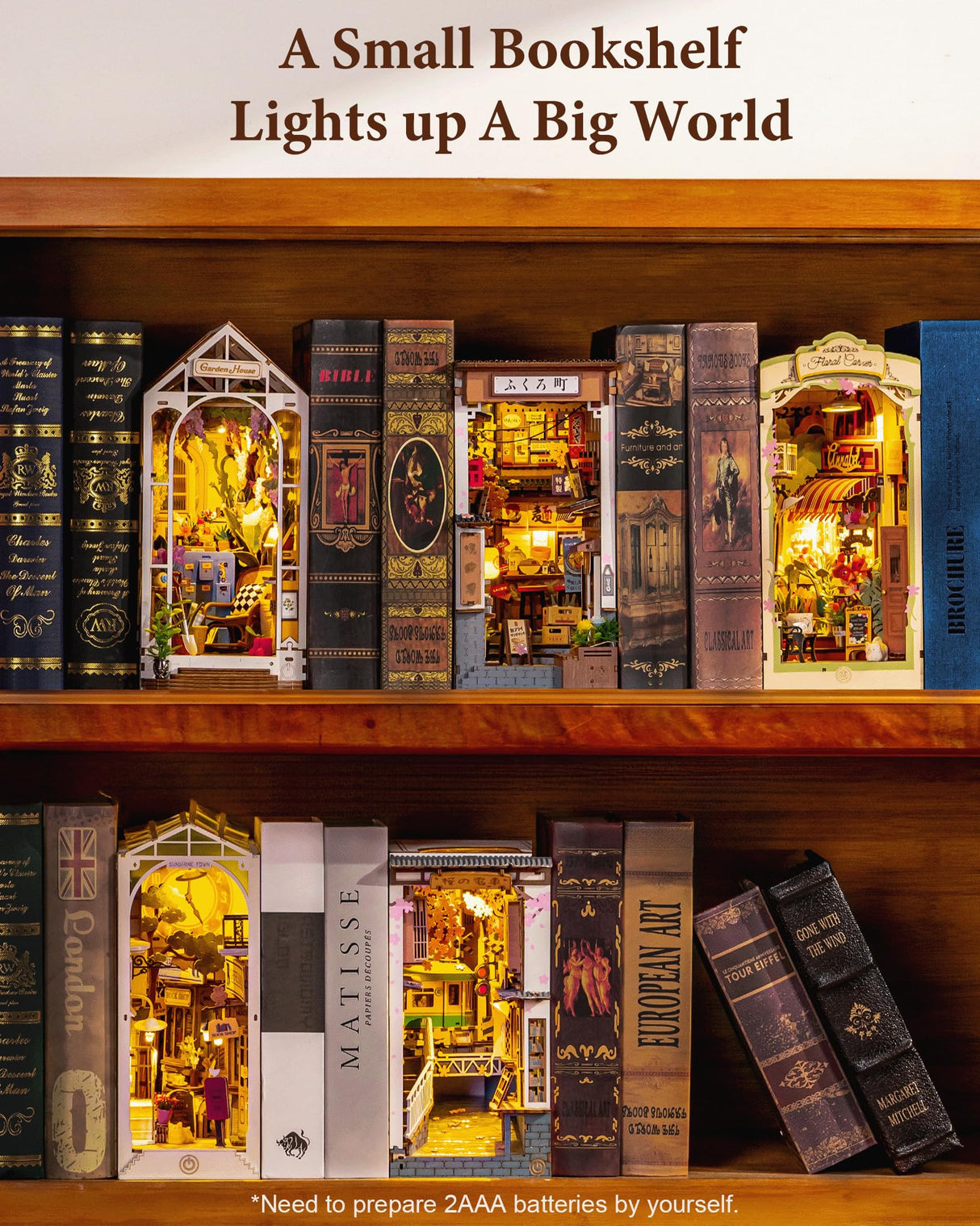 Rolife Book Nook Kit Sakura Wine Alley, 3D Wooden Puzzle Booknook for Bookshelf Decor, Japanese-Inspired Sakura Theme Creative DIY Miniature Dollhouse Kit, Crafts Gifts for Adults, Teens & Book Lovers Rolife