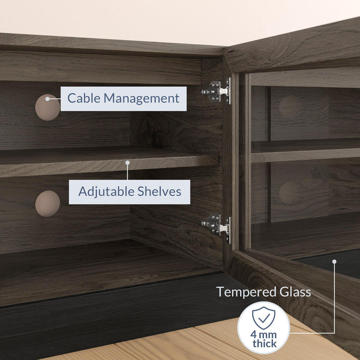 BELLEZE 83" TV Stand for TVs up to 85", Modern TV Cabinet & Entertainment Center with Shelves, Wood Storage Cabinet for Living Room or Bedroom - Brixston (Brown) BELLEZE