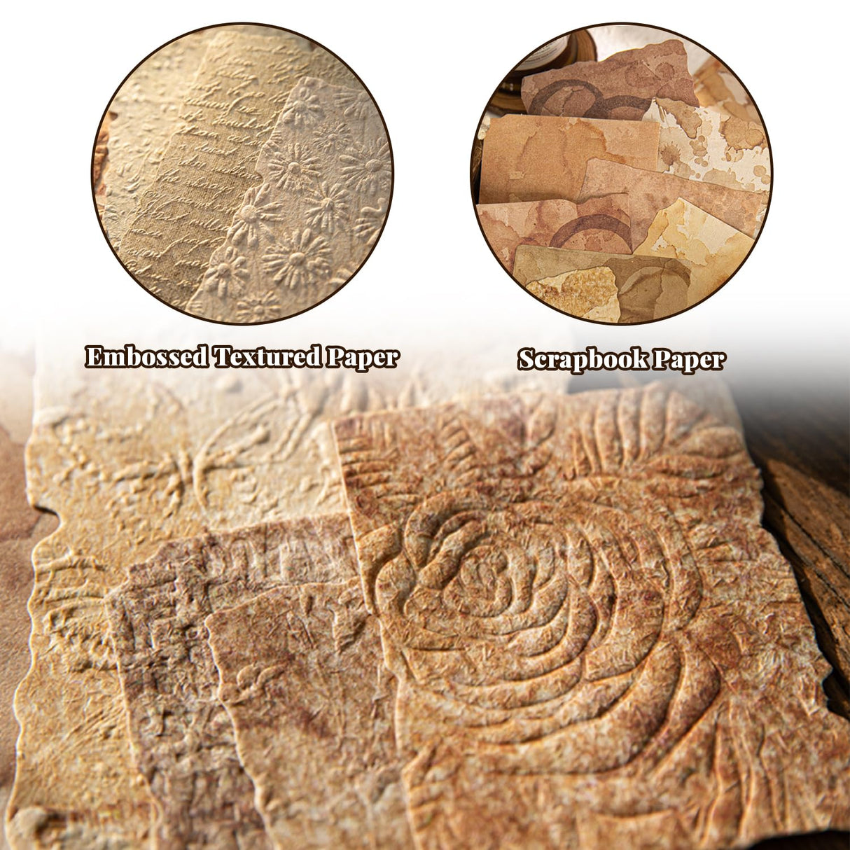 168Pcs Scrapbook Supplies Kit - Textured & Rice Paper for Scrapbooking, Junk Journals, Decoupage, Card Making & Mixed Media Collage NPCSWXQ