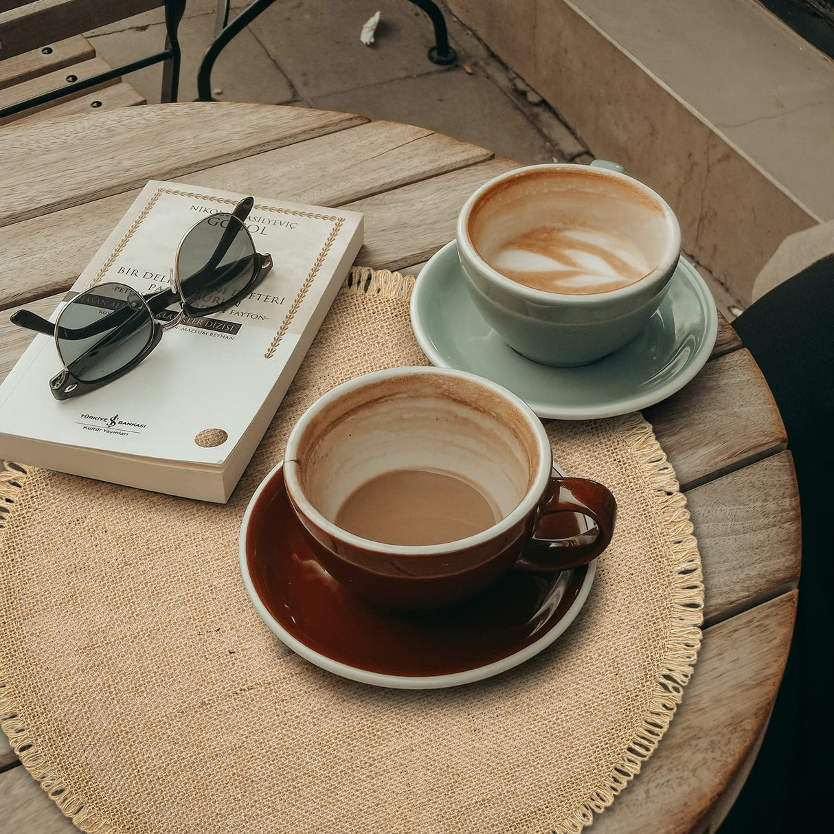 Round Burlap Placemats Set of 12 Jute Rustic Place Mats for Dining Tables Heat Resistant Natural Farmhouse Table Mats Decor for Thanksgiving (Tassel) Noctiflorous