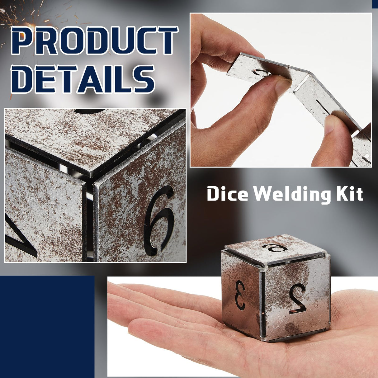 Therwen 3 Pieces Dice Welding Kit Welding Coupons DIY Welding Equipment Mild Steel Triangle Plate for Beginners TIG MIG Gas Arc Stick Welding Training Practice Accessories Tools, 3 Styles (1.5 Inch) Therwen