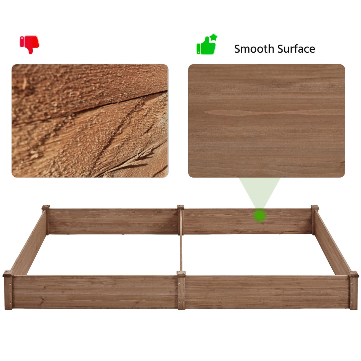 Yaheetech 8×4ft Wooden Horticulture Raised Garden Bed Divisible Elevated Planting Planter Box for Flowers/Vegetables/Herbs in Backyard/Patio Outdoor, 93 x 48 x 10in, Dark Brown Yaheetech