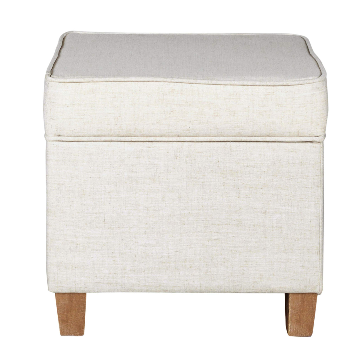 Homepop Home Decor | K7342-F2067 | Classic Square Storage Ottoman with Lift Off Lid | Ottoman with Storage for Living Room & Bedroom, Cream Woven HomePop